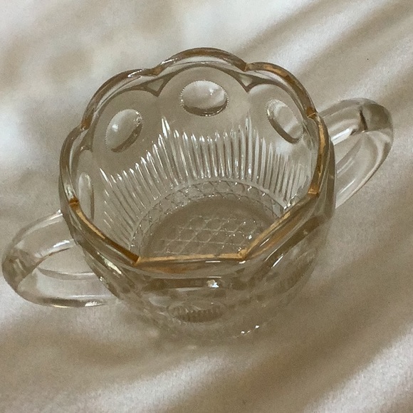 Vintage USGlass Manhattan Pattern Gold  Scalloped Rim Sugar Bowl - Picture 1 of 6